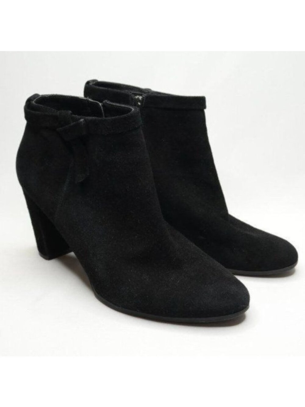 Bandolino Belluna Women's Size 10 Black Suede Zip Up Block Heel Ankle Boots